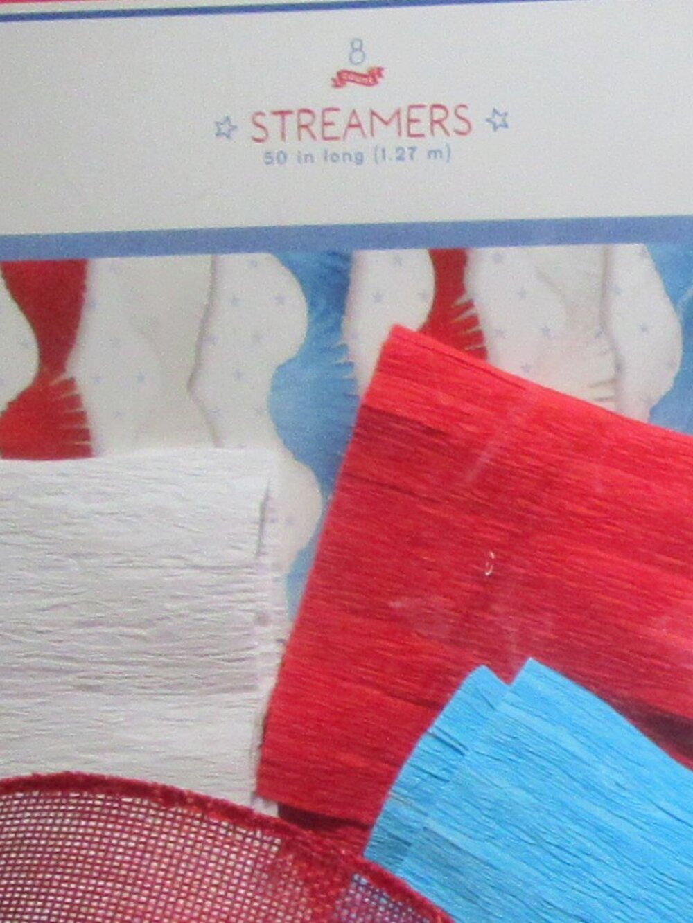 Vintage 4th of July decoration; Fringe crepe paper streamers & decorative ribbon